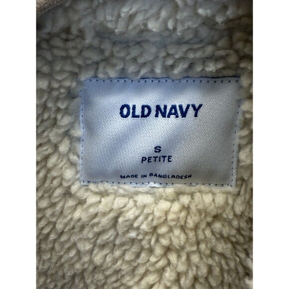 Old Navy Womens Denim Jacket Petite SM Sherpa Lining Flap Pockets Western - Picture 13 of 14